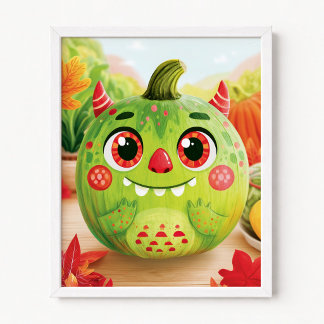 Kürbis verkleidet als grünes Monster Poster