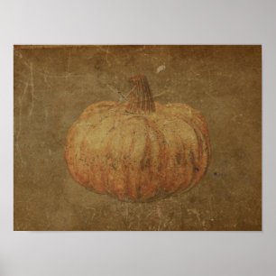 Kürbis Vintage Antik Orange Herbst Textur Poster