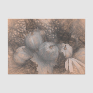 Kürbis Vintage Antik Sepia Grau Herbst Skizze Kuns Seidenpapier