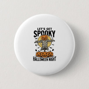 Kürbis-Vogelscheuchen-Shirt Vintage-Halloween-Graf Button