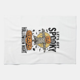 Kürbis-Vogelscheuchen-Shirt Vintage-Halloween-Graf Geschirrtuch