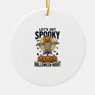 Kürbis-Vogelscheuchen-Shirt Vintage-Halloween-Graf Keramik Ornament