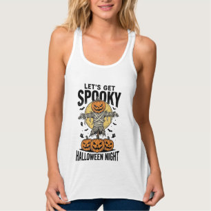 Kürbis-Vogelscheuchen-Shirt Vintage-Halloween-Graf Tank Top