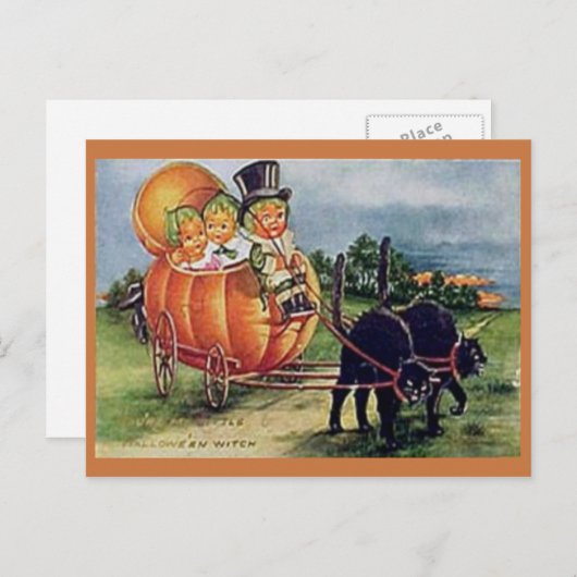 Kürbis-Wagen Postkarte (Vorne/Hinten)