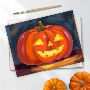Kürbis-Watercolor zum Halloween-Jack-O-Lantern Feiertagskarte