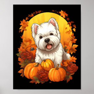 Kürbis Westie Hund Halloween Erntedankfest Poster