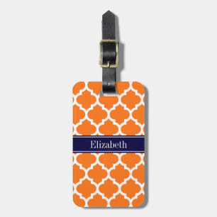 Kürbis Wht Moroccan #5 Navy Blau Name Monogramm Gepäckanhänger