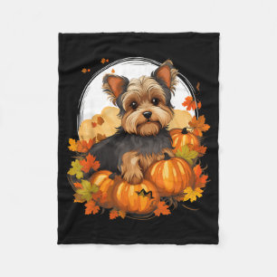 Kürbis Yorkie Hund Halloween Erntedankfest Fleecedecke