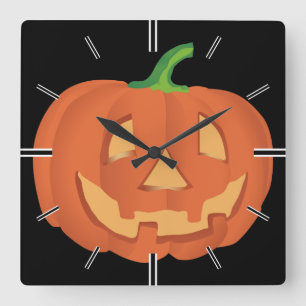 Kürbis zu Halloween 1 Quadratische Wanduhr