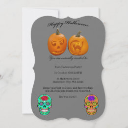 Kürbis-Zuckerschädel-Halloween-Party-Einladung Einladung