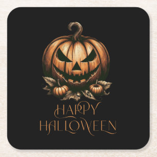 Kürbis zum Vintage-frohen Halloween Rechteckiger Pappuntersetzer