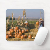 Kürbisanzeige mit Heuballen und Vogelscheuchen Mousepad (Mit Mouse)