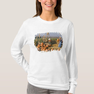 Kürbisanzeige mit Heuballen und Vogelscheuchen T-Shirt