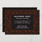Kürbisaugen und Gras im Schwarzen Halloween-Party Einladung (Vorne/Hinten)