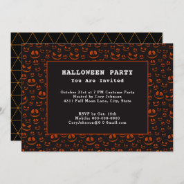 Kürbisaugen und Gras im Schwarzen Halloween-Party Einladung