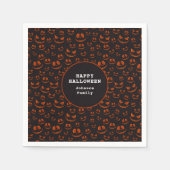 Kürbisaugen und Gras im Schwarzen Halloween-Party Serviette (Vorderseite)