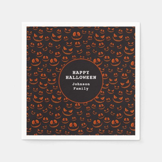 Kürbisaugen und Gras im Schwarzen Halloween-Party Serviette (Vorderseite)