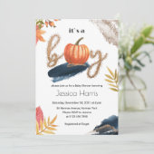 Kürbisbaby Dusche Goldfall Einladung (Stehend Vorderseite)