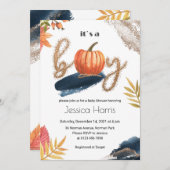 Kürbisbaby Dusche Goldfall  Einladung (Vorne/Hinten)