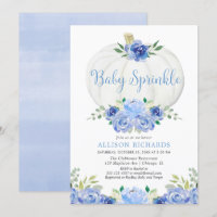 Kürbisbaby sprinket blau-weiße Babydusche