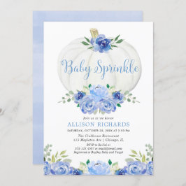 Kürbisbaby sprinket blau-weiße Babydusche Einladung