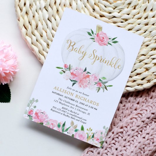 Kürbisbaby streut rosa goldene Mädchendusche Einladung