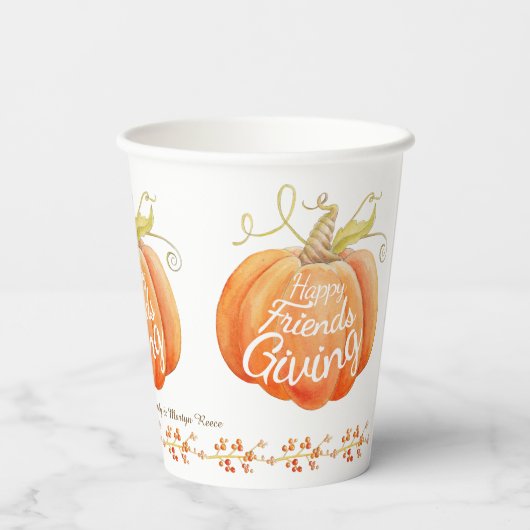 Kürbisbeere Wasserfarbe Pappbecher (Rückseite)