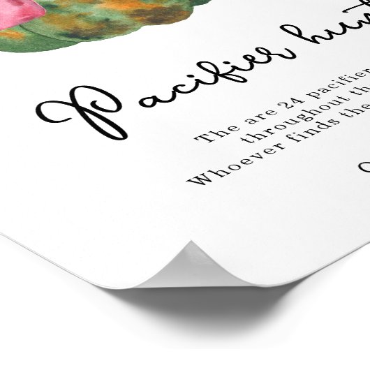 Kürbisbeutel-Babydusche Schnuller Poster (Ecke)