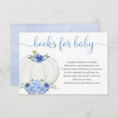 Kürbisblau-weiße Blumenbücher für Babyenclone Begleitkarte (Vorne/Hinten)