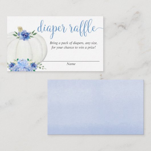 Kürbisblauer Junge elegante Herbst-Gewinnkarten Begleitkarte (Vorne/Hinten)