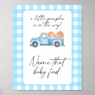 Kürbisblauer LKW - nennen Sie das Babynahrung Poster