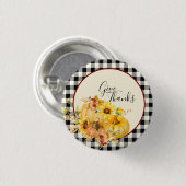 Kürbisblumen und Karo Erntedank Button (Vorne & Hinten)