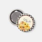 Kürbisblumen und Karo Erntedank Magnet (Vorderseite/Rückseite)
