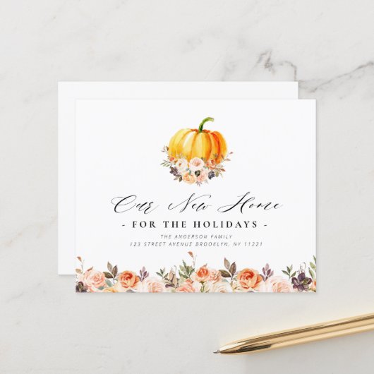 Kürbisblumenankündigung zur Bewegung des Erntedank (Vorderseite/Rückseite Beispiel)