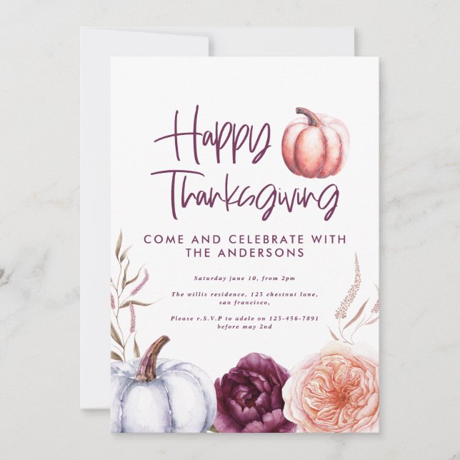 Kürbisblumenfall lila PfirsichErntedank (Vorderseite)