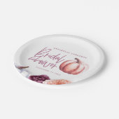 Kürbisblumenfall lila pfirsichfarbenes Brautparty Pappteller (Schrägansicht)