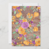 Kürbisblumenfall Wasserfarbenholzdusche Einladung (Rückseite)