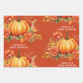Kürbisblütenblätter Herbstblätter Fall Baby Dusche Geschenkpapier Set (Vorderseite 3)
