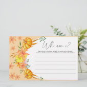 Kürbisbogen Wer bin ich Brautparty Briefpapier (Stehend Vorderseite)