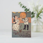 Kürbisboy (Vintage Halloweenkarte) Postkarte (Stehend Vorderseite)