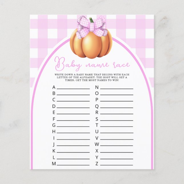 Kürbisbucht Baby Dusche Kindernahrspiel (Vorderseite)