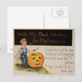 Kürbiscarving (Vintage Halloweenkarte) Postkarte (Vorne/Hinten)