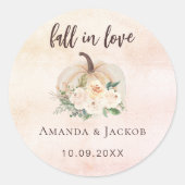 Kürbiscreme-Blume Hochzeit im Herbst Runder Aufkleber (Vorderseite)