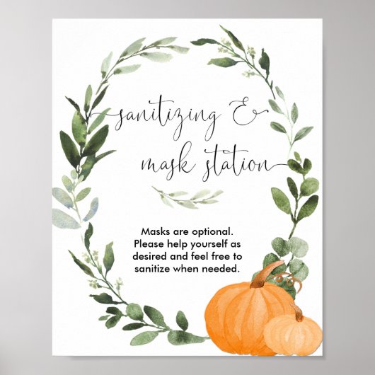 Kürbiscreme-Zeichen im Grünen Poster (Vorne)