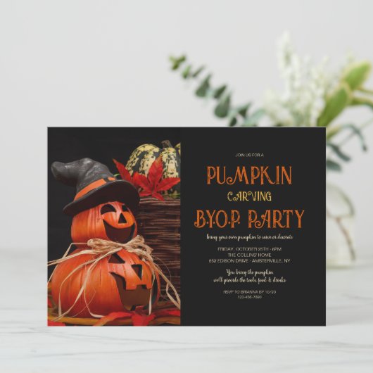 Kürbisdekor-Party Einladung (Stehend Vorderseite)