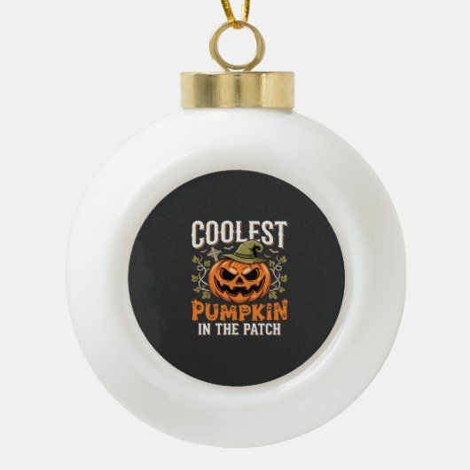 Kürbisdesign Halloween Patch Keramik Kugel-Ornament (Vorderseite)