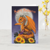 Kürbisdrache Halloween-Grußkarte Karte (Gelbe Blume)