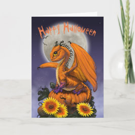 Kürbisdrache Halloween-Grußkarte Karte