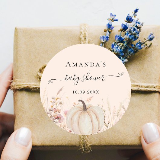 Kürbisdusche Wildblumen Runder Aufkleber