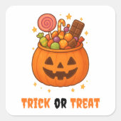 Kürbiseimer voll süß - Halloween-Label-Set Quadratischer Aufkleber (Vorderseite)